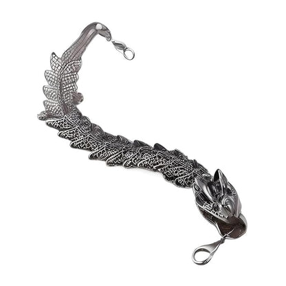 THE MEN THING Steel Bracelets TIBETAN DRAGON -"15"mm Pure Alloy Bracelet with Lobster Claw Buckle for Men & Boys ("8" inch)