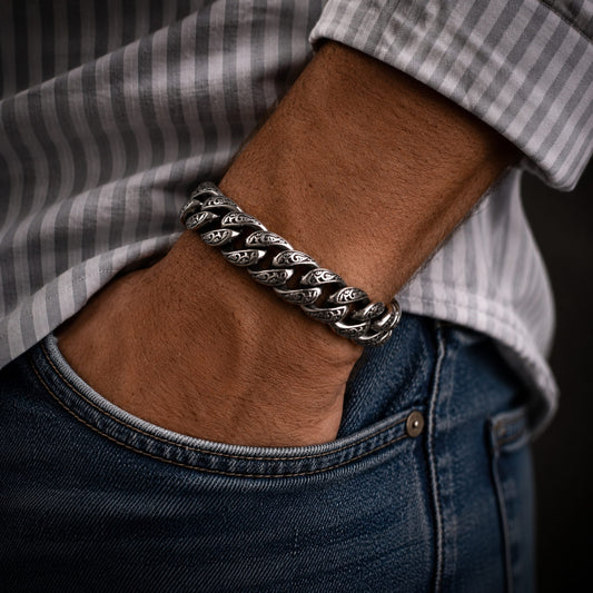 THE MEN THING Steel Bracelets TITAN - 13mm Pure Titanium Steel Bracelet for Men & Boy (8inch)