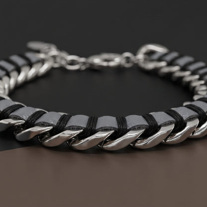 THE MEN THING Steel Bracelets TITAN BRAID - 9mm Pure Titanium Steel Bracelet with Snap-lock Clasp for Men & Boy (8 inch)