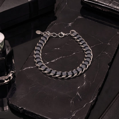 THE MEN THING Steel Bracelets TITAN BRAID - 9mm Pure Titanium Steel Bracelet with Snap-lock Clasp for Men & Boy (8 inch)