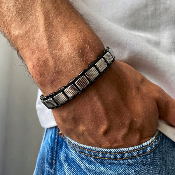 TITAN GRIDLOCK - 12mm Pure Titanium Steel Bracelet with Lobster Clasp for Men & Boy (8.5 inch)