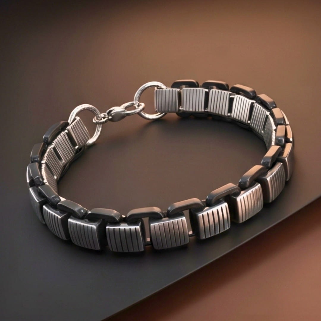 THE MEN THING Steel Bracelets TITAN GRIDLOCK - 12mm Pure Titanium Steel Bracelet with Lobster Clasp for Men & Boy (8.5 inch)
