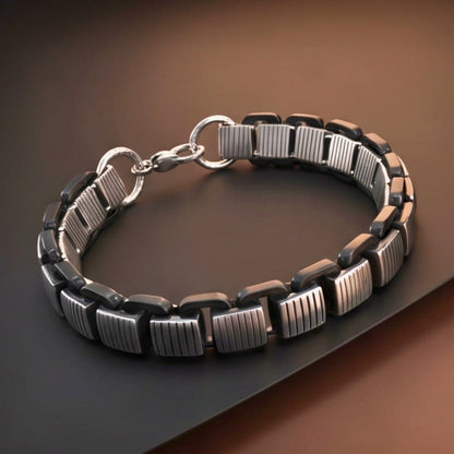 THE MEN THING Steel Bracelets TITAN GRIDLOCK - 12mm Pure Titanium Steel Bracelet with Lobster Clasp for Men & Boy (8.5 inch)