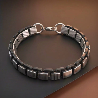 THE MEN THING Steel Bracelets TITAN GRIDLOCK - 12mm Pure Titanium Steel Bracelet with Lobster Clasp for Men & Boy (8.5 inch)
