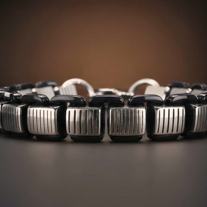THE MEN THING Steel Bracelets TITAN GRIDLOCK - 12mm Pure Titanium Steel Bracelet with Lobster Clasp for Men & Boy (8.5 inch)