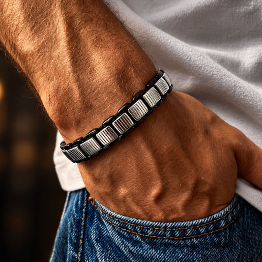 THE MEN THING Steel Bracelets TITAN GRIDLOCK - 12mm Pure Titanium Steel Bracelet with Lobster Clasp for Men & Boy (8.5 inch)