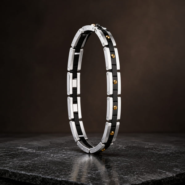 TITAN LINK BLACK - 8mm Pure Titanium Steel Bracelet with Snap-lock Clasp for Men & Boy (8 inch)