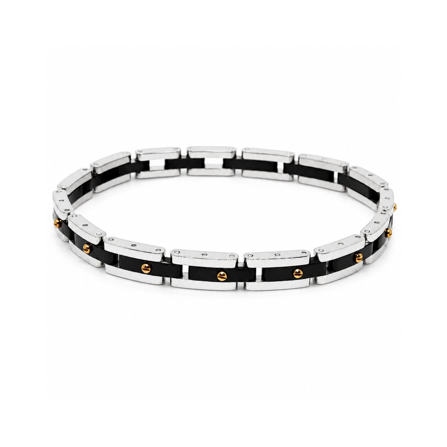 THE MEN THING Steel Bracelets TITAN LINK BLACK - 8mm Pure Titanium Steel Bracelet with Snap-lock Clasp for Men & Boy (8 inch)
