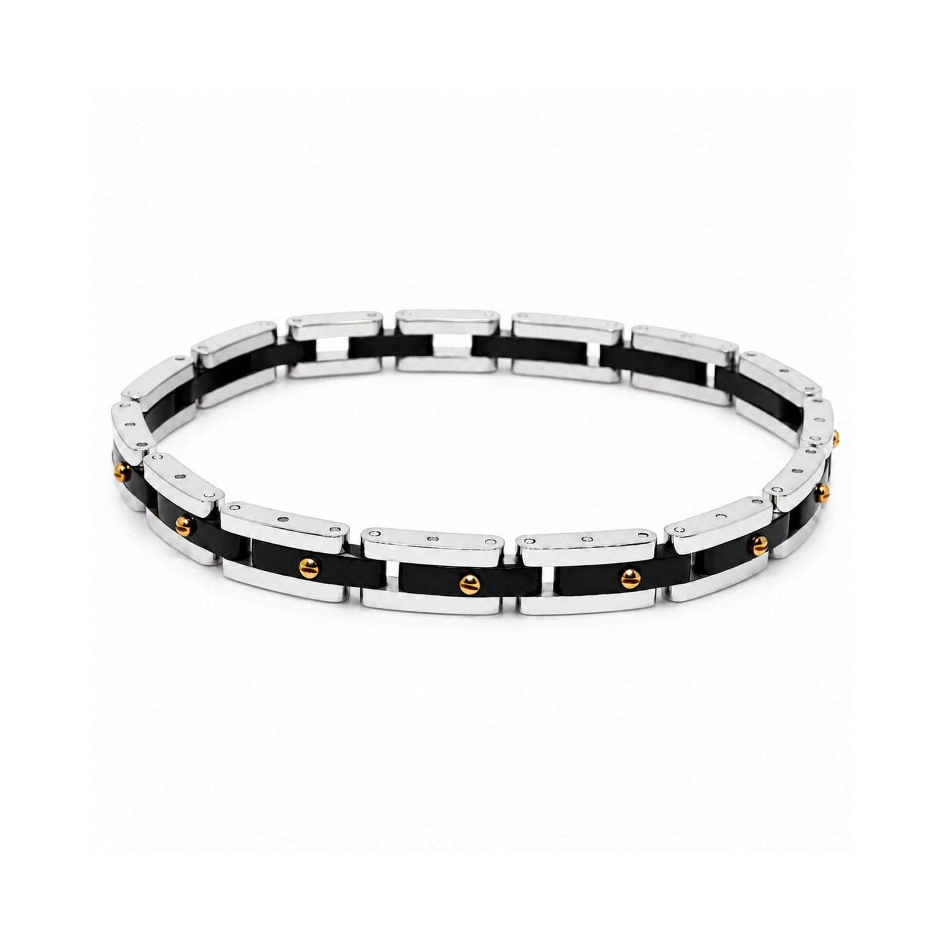 THE MEN THING Steel Bracelets TITAN LINK BLACK - 8mm Pure Titanium Steel Bracelet with Snap-lock Clasp for Men & Boy (8 inch)