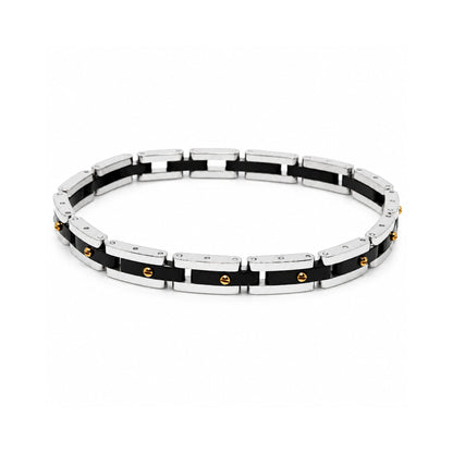 THE MEN THING Steel Bracelets TITAN LINK BLACK - 8mm Pure Titanium Steel Bracelet with Snap-lock Clasp for Men & Boy (8 inch)