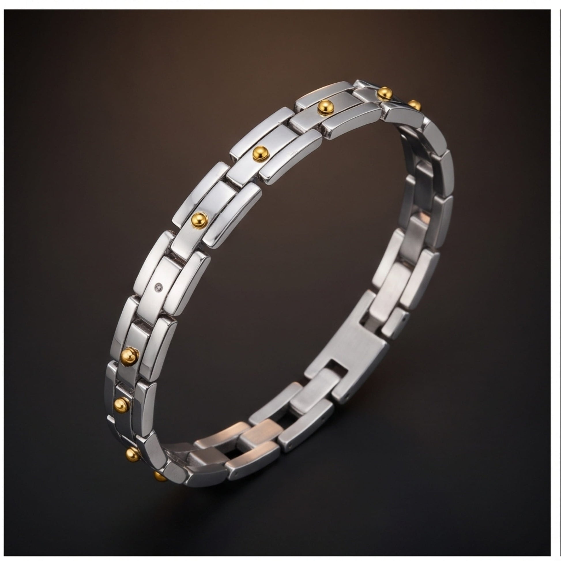 THE MEN THING Steel Bracelets TITAN LINK STEEL - 8mm Pure Titanium Steel Bracelet with Snap-lock Clasp for Men & Boy (8 inch)