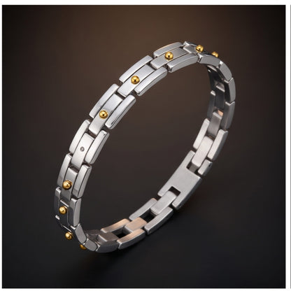 THE MEN THING Steel Bracelets TITAN LINK STEEL - 8mm Pure Titanium Steel Bracelet with Snap-lock Clasp for Men & Boy (8 inch)