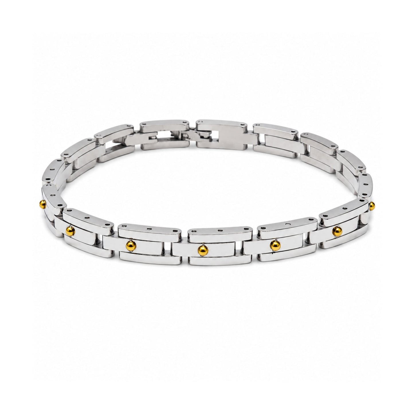 THE MEN THING Steel Bracelets TITAN LINK STEEL - 8mm Pure Titanium Steel Bracelet with Snap-lock Clasp for Men & Boy (8 inch)