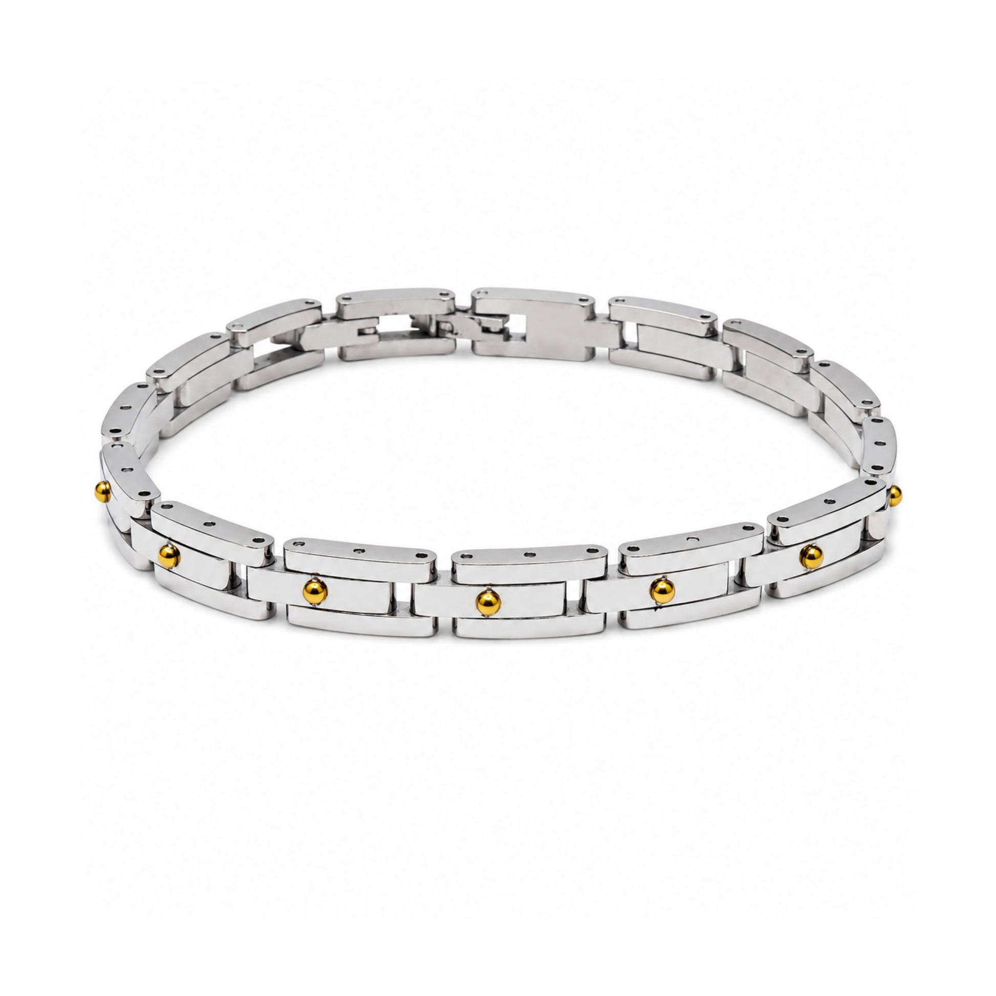 THE MEN THING Steel Bracelets TITAN LINK STEEL - 8mm Pure Titanium Steel Bracelet with Snap-lock Clasp for Men & Boy (8 inch)