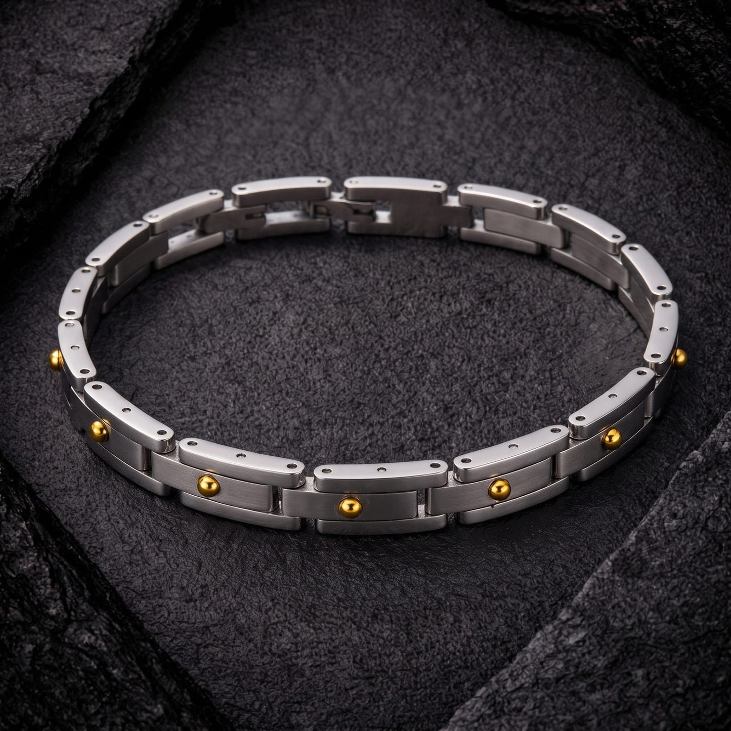 THE MEN THING Steel Bracelets TITAN LINK STEEL - 8mm Pure Titanium Steel Bracelet with Snap-lock Clasp for Men & Boy (8 inch)