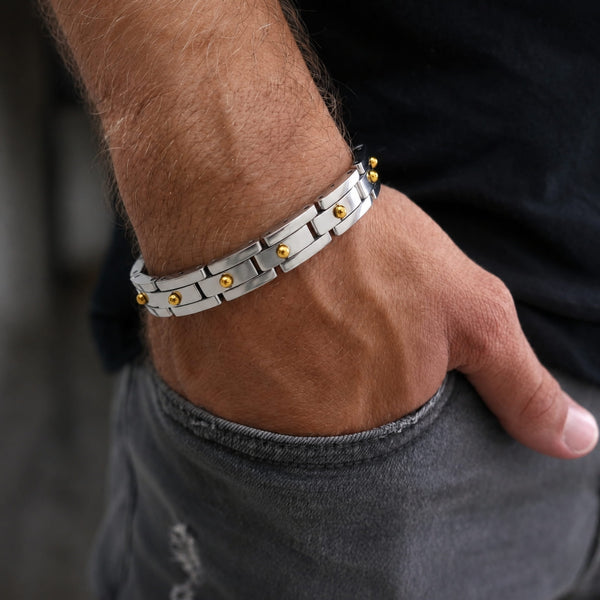 TITAN LINK STEEL - 8mm Pure Titanium Steel Bracelet with Snap-lock Clasp for Men & Boy (8 inch)