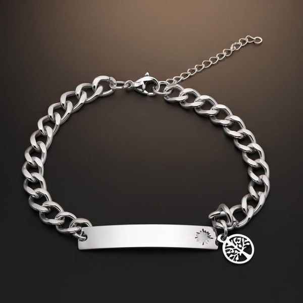 TREE CHARM STEEL - 8mm Pure Titanium Steel Bracelet with Lobster Clasp for Men & Boy (8-9 inch)