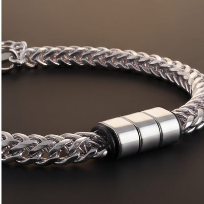 THE MEN THING Steel Bracelets TRIAX - 10mm Pure Stainless Steel  Bracelet with Lobster Claw Buckle for Men & Boys (8 to 10 inch Adjustable Cable Chain)