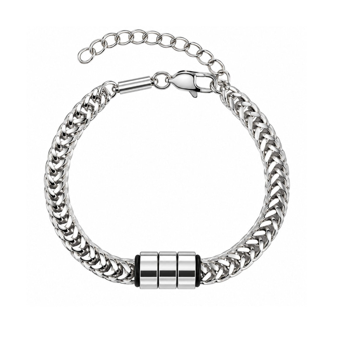 THE MEN THING Steel Bracelets TRIAX - 10mm Pure Stainless Steel  Bracelet with Lobster Claw Buckle for Men & Boys (8 to 10 inch Adjustable Cable Chain)