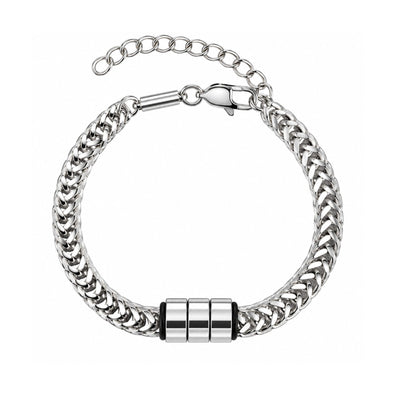 THE MEN THING Steel Bracelets TRIAX - 10mm Pure Stainless Steel  Bracelet with Lobster Claw Buckle for Men & Boys (8 to 10 inch Adjustable Cable Chain)