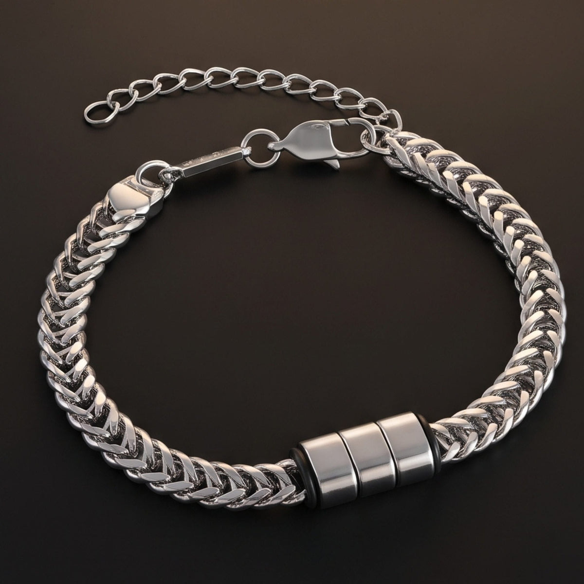 THE MEN THING Steel Bracelets TRIAX - 10mm Pure Stainless Steel  Bracelet with Lobster Claw Buckle for Men & Boys (8 to 10 inch Adjustable Cable Chain)