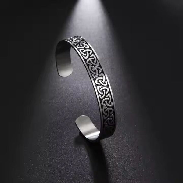 TRIQUETRA ARC - Pure Stainless Steel Open Bangle Bracelet (Adjustable) for Men & Boys