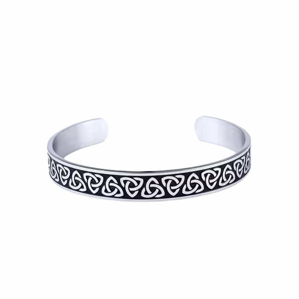 TRIQUETRA ARC - Pure Stainless Steel Open Bangle Bracelet (Adjustable) for Men & Boys