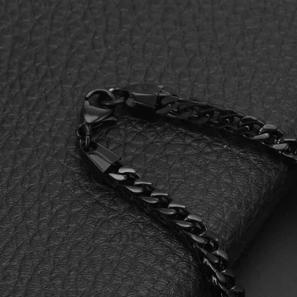 TWIN TOUGH - 5mm Titanium Steel Black Bracelet for Men & Boys (8 inch)