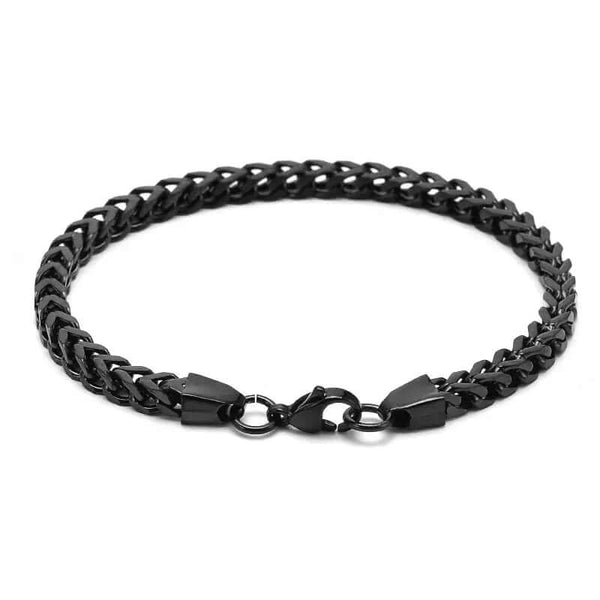 TWIN TOUGH - 5mm Titanium Steel Black Bracelet for Men & Boys (8 inch)