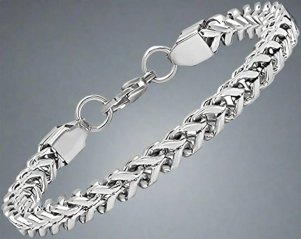 TWIN TOUGH - Pure Stainless Steel Italian trending Style, double-layer thick Bracelet 7 inch with Lobster Claw Buckle for Men & Boy (5mm)