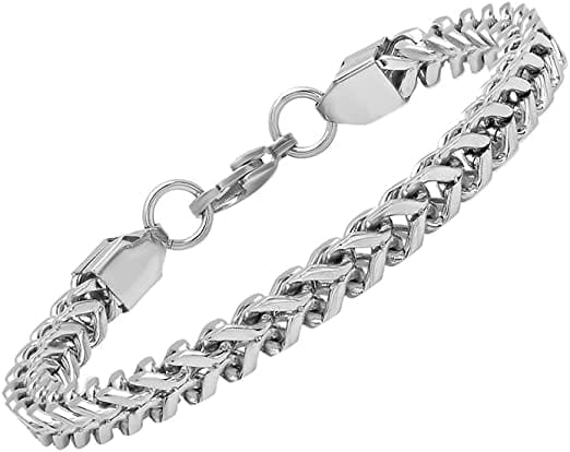 THE MEN THING Steel Bracelets TWIN TOUGH - Pure Stainless Steel Italian trending Style, double-layer thick Bracelet 7 inch with Lobster Claw Buckle for Men & Boy (5mm)