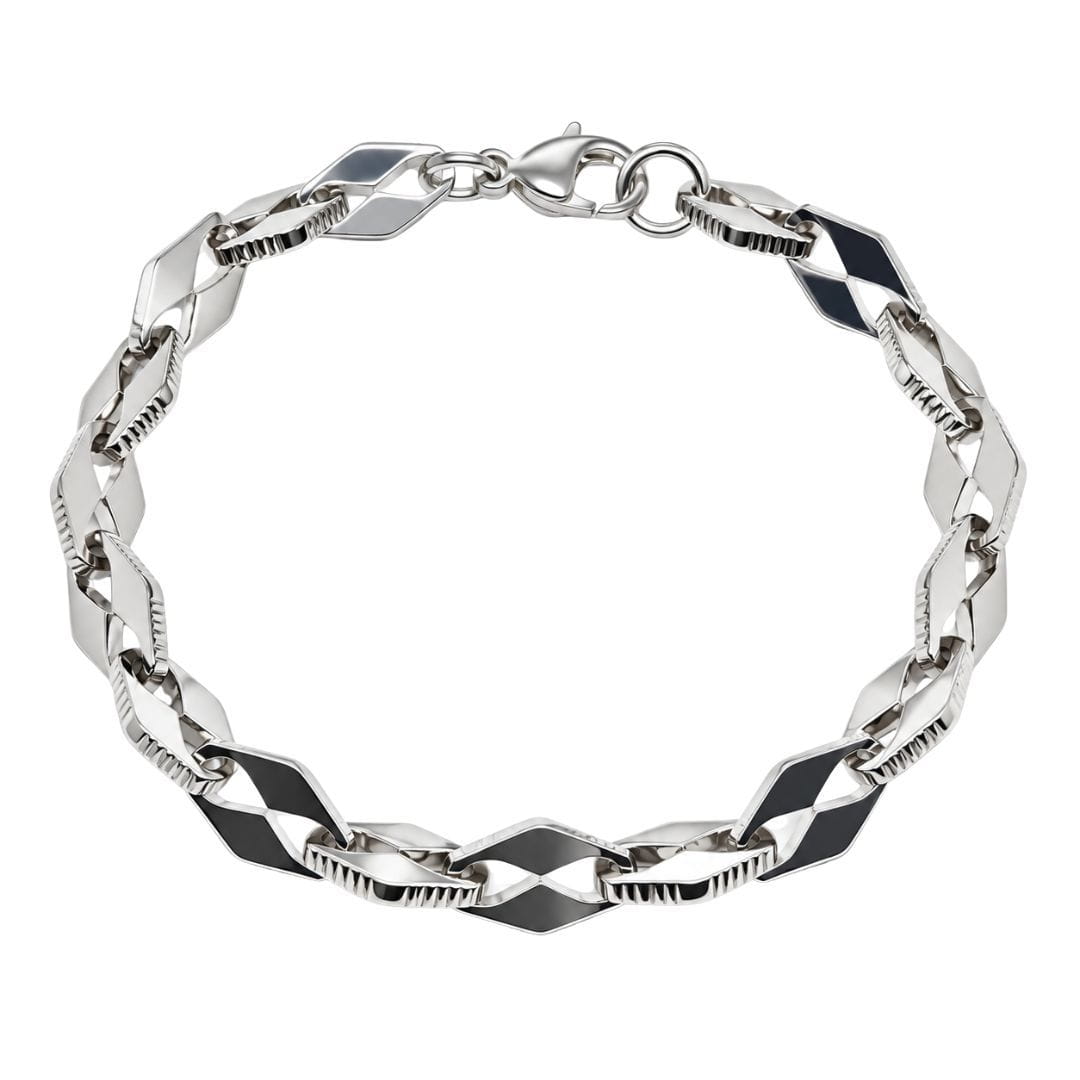 THE MEN THING Steel Bracelets TWIST LINK - 7mm Titanium Steel Bracelet with Lobster Clasp for Men & Boy (8 inch)