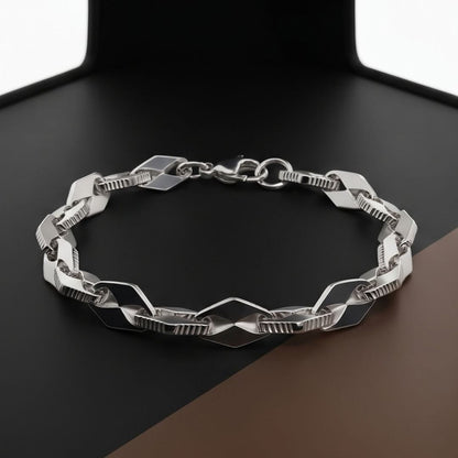 THE MEN THING Steel Bracelets TWIST LINK - 7mm Titanium Steel Bracelet with Lobster Clasp for Men & Boy (8 inch)