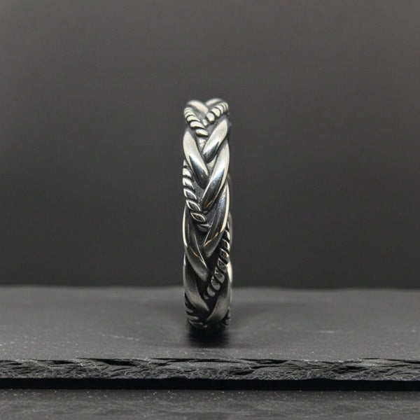 TWISTED TEXTURE - Open Bangle Bracelet (Adjustable) - 12mm Stainless Steel for Men & Boys