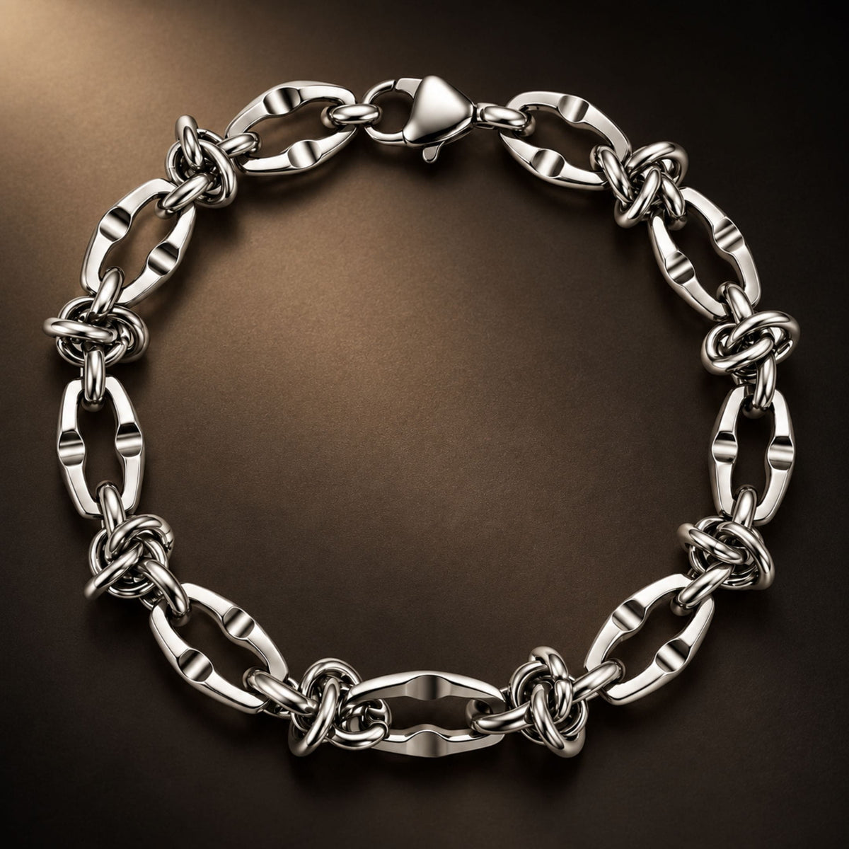 THE MEN THING Steel Bracelets VANGUARD LINK - 7mm Titanium Steel Bracelet with Lobster Clasp for Men & Boy (8 inch)