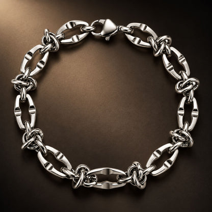 THE MEN THING Steel Bracelets VANGUARD LINK - 7mm Titanium Steel Bracelet with Lobster Clasp for Men & Boy (8 inch)