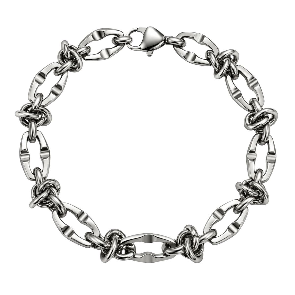THE MEN THING Steel Bracelets VANGUARD LINK - 7mm Titanium Steel Bracelet with Lobster Clasp for Men & Boy (8 inch)