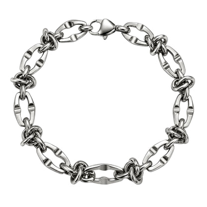 THE MEN THING Steel Bracelets VANGUARD LINK - 7mm Titanium Steel Bracelet with Lobster Clasp for Men & Boy (8 inch)