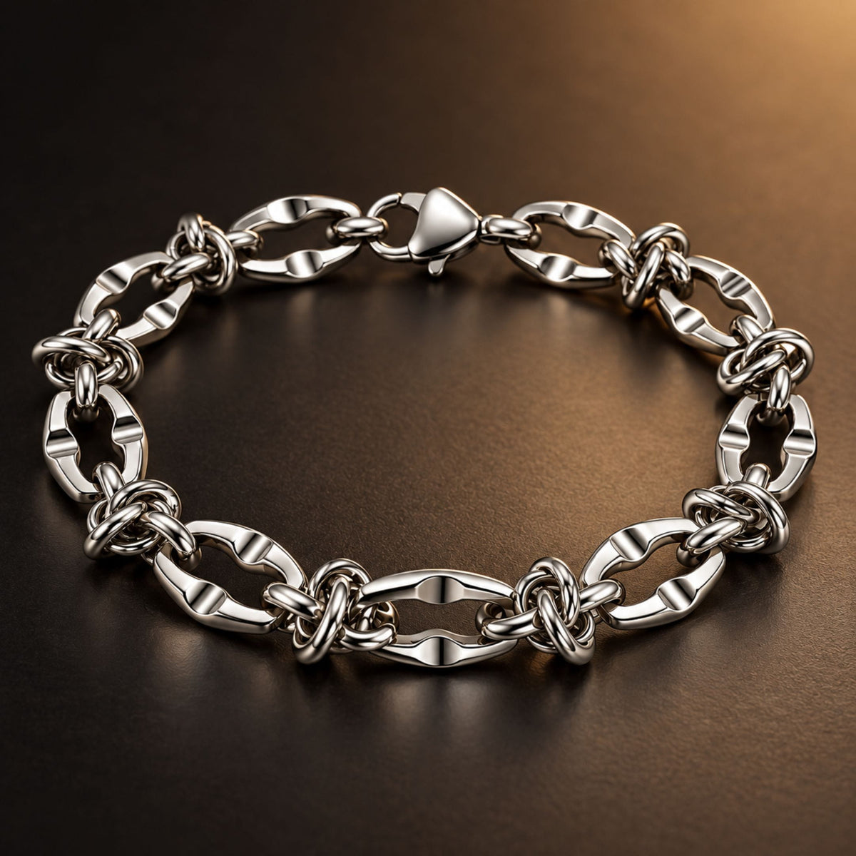 THE MEN THING Steel Bracelets VANGUARD LINK - 7mm Titanium Steel Bracelet with Lobster Clasp for Men & Boy (8 inch)