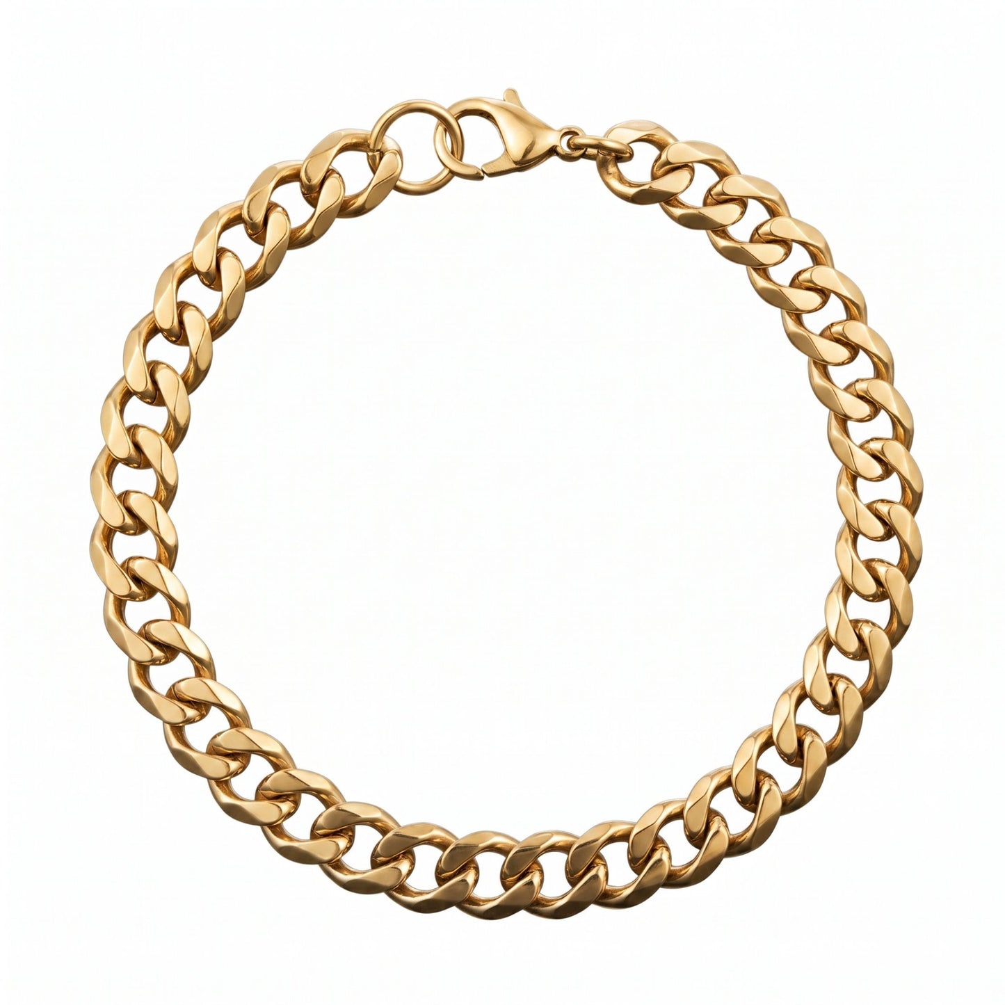 THE MEN THING Steel Bracelets VELOC CURB - GOLDEN - 8mm Titanium Steel Bracelet with Lobster Clasp for Men & Boy 9 inch