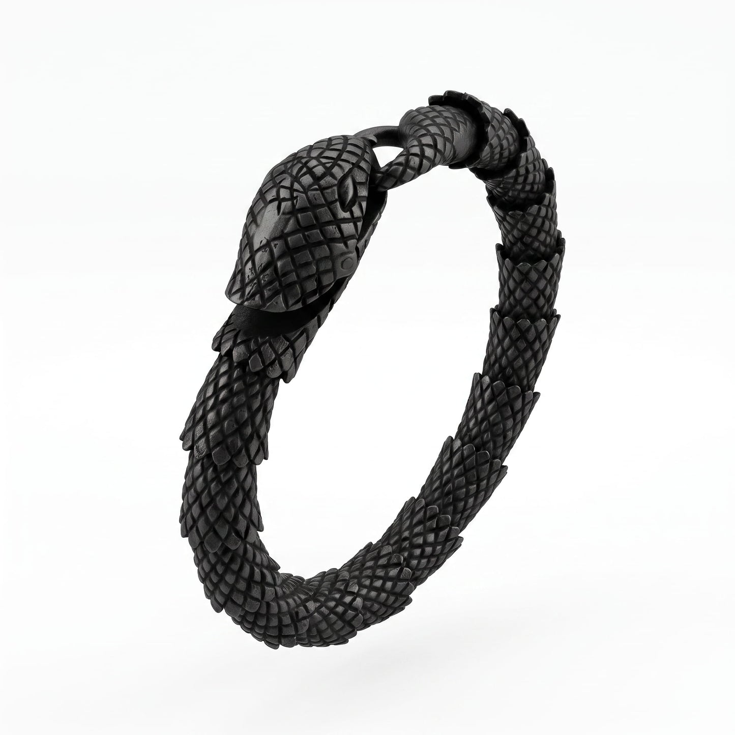 THE MEN THING Steel Bracelets VIPER - 10mm Pure Titanium Steel Black Color Bracelet with Hook Buckle for Men & Boy (8 inch)