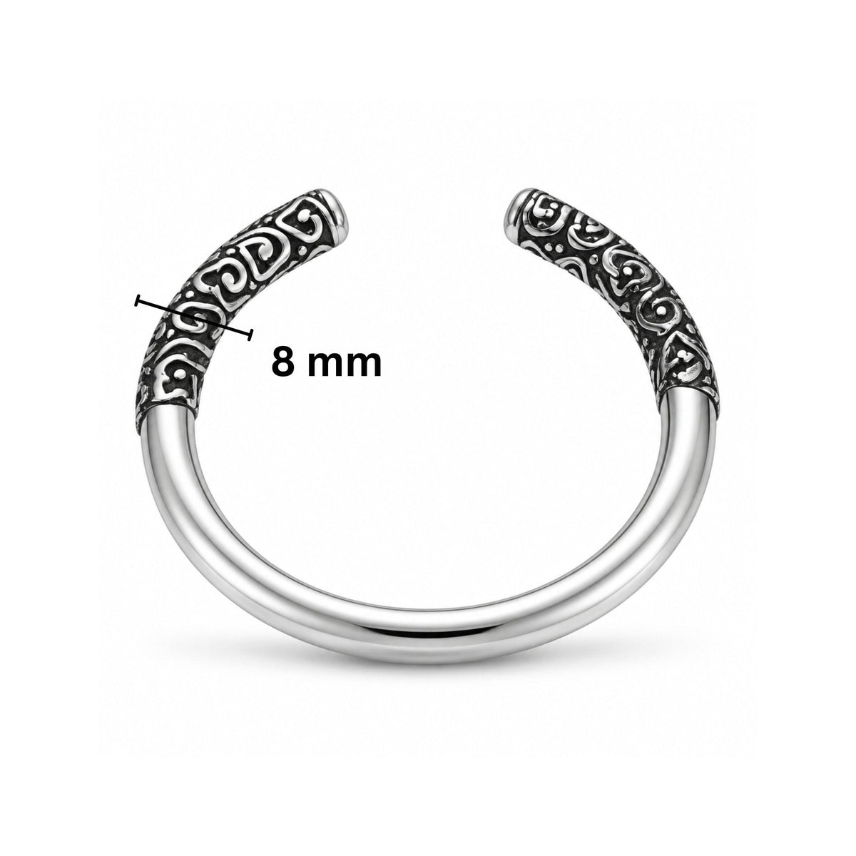 THE MEN THING Steel Bracelets VORTEX ENGRAVED - 8mm Pure Stainless Steel Open Bangle Bracelet (Adjustable) for Men & Boys