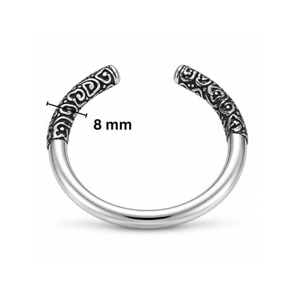 THE MEN THING Steel Bracelets VORTEX ENGRAVED - 8mm Pure Stainless Steel Open Bangle Bracelet (Adjustable) for Men & Boys