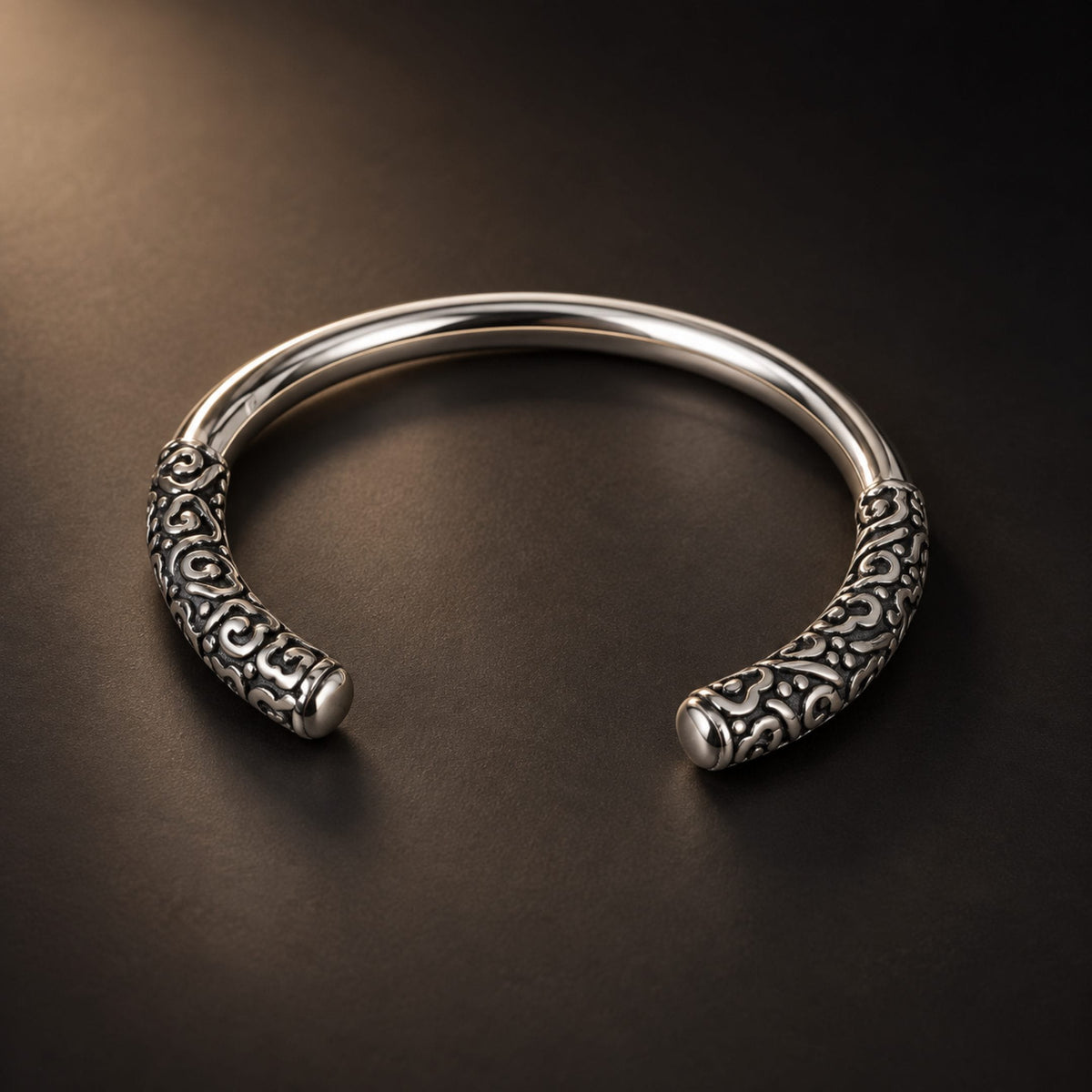 THE MEN THING Steel Bracelets VORTEX ENGRAVED - 8mm Pure Stainless Steel Open Bangle Bracelet (Adjustable) for Men & Boys