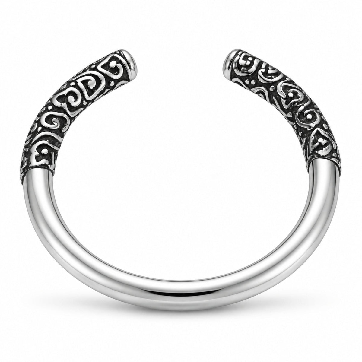 THE MEN THING Steel Bracelets VORTEX ENGRAVED - 8mm Pure Stainless Steel Open Bangle Bracelet (Adjustable) for Men & Boys