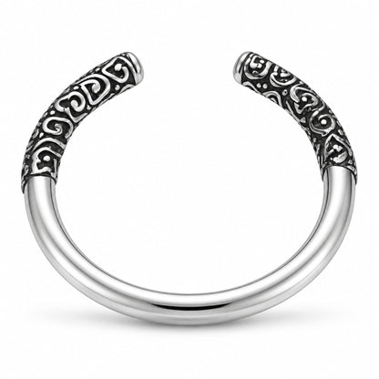 THE MEN THING Steel Bracelets VORTEX ENGRAVED - 8mm Pure Stainless Steel Open Bangle Bracelet (Adjustable) for Men & Boys