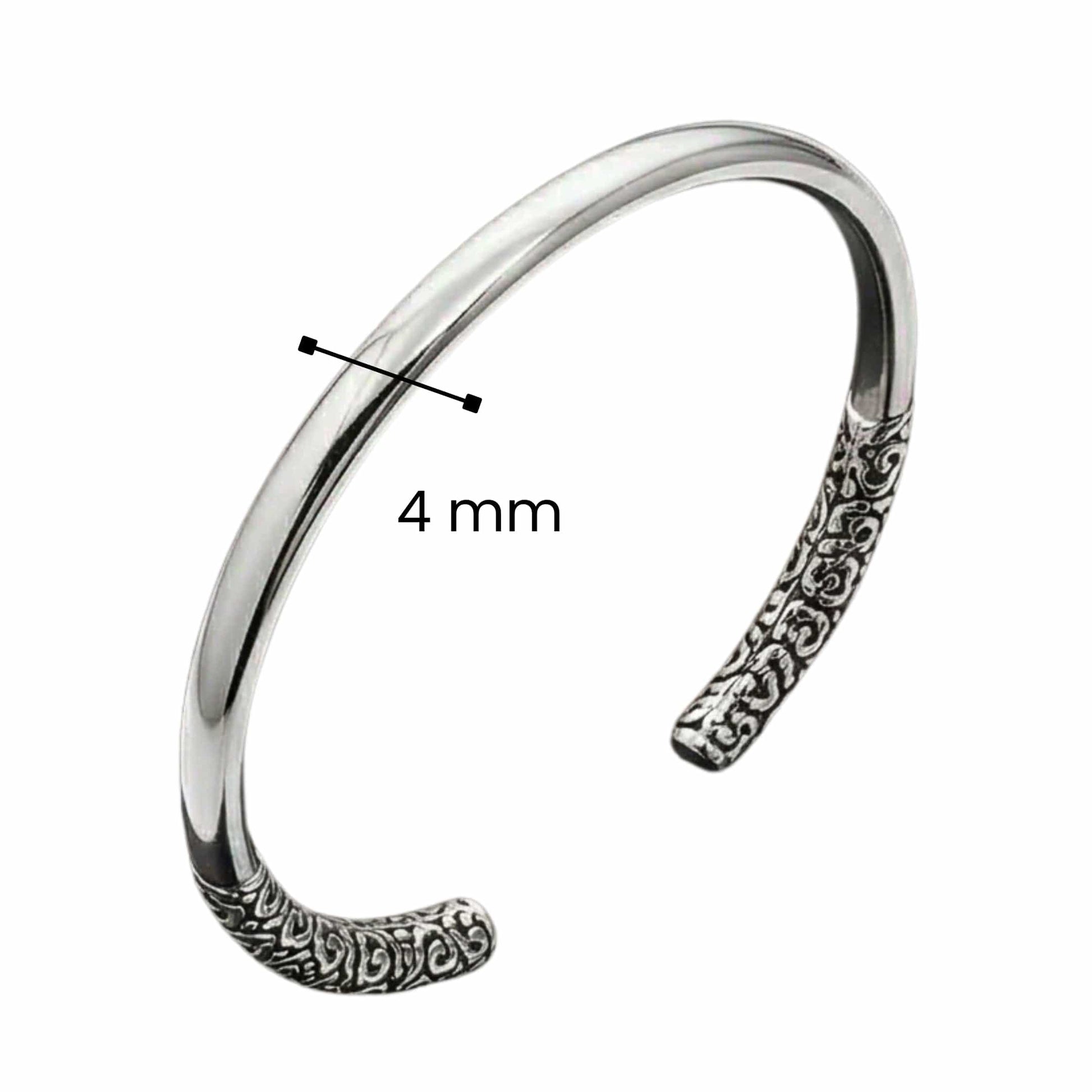 THE MEN THING Steel Bracelets VORTEX ENGRAVED - Pure Stainless Steel Open Bangle Bracelet (Adjustable) for Men & Boys