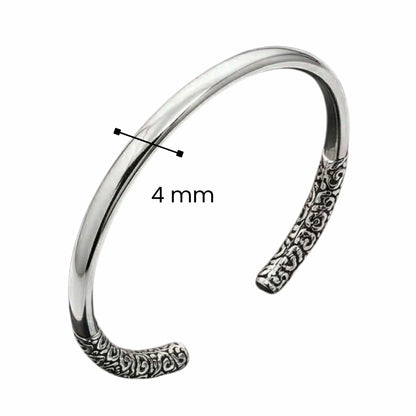 THE MEN THING Steel Bracelets VORTEX ENGRAVED - Pure Stainless Steel Open Bangle Bracelet (Adjustable) for Men & Boys