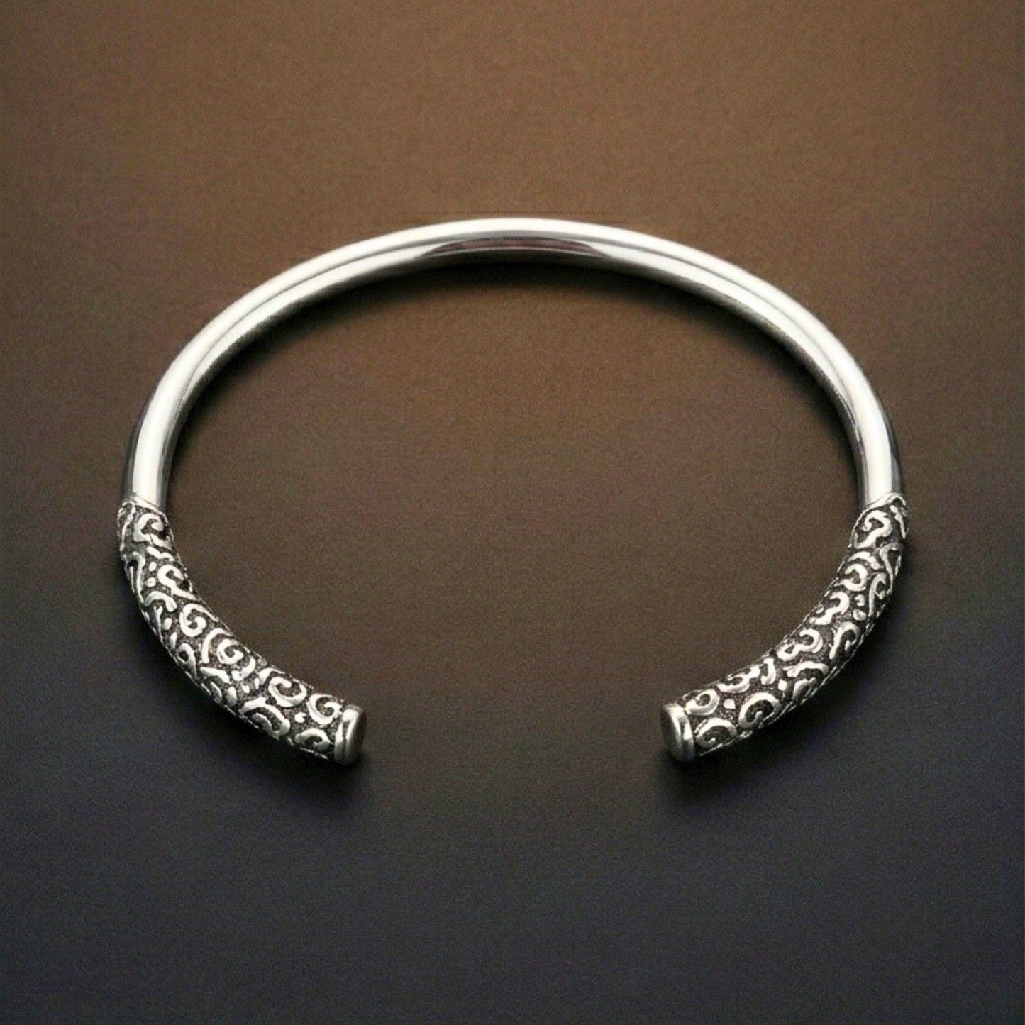 THE MEN THING Steel Bracelets VORTEX ENGRAVED - Pure Stainless Steel Open Bangle Bracelet (Adjustable) for Men & Boys