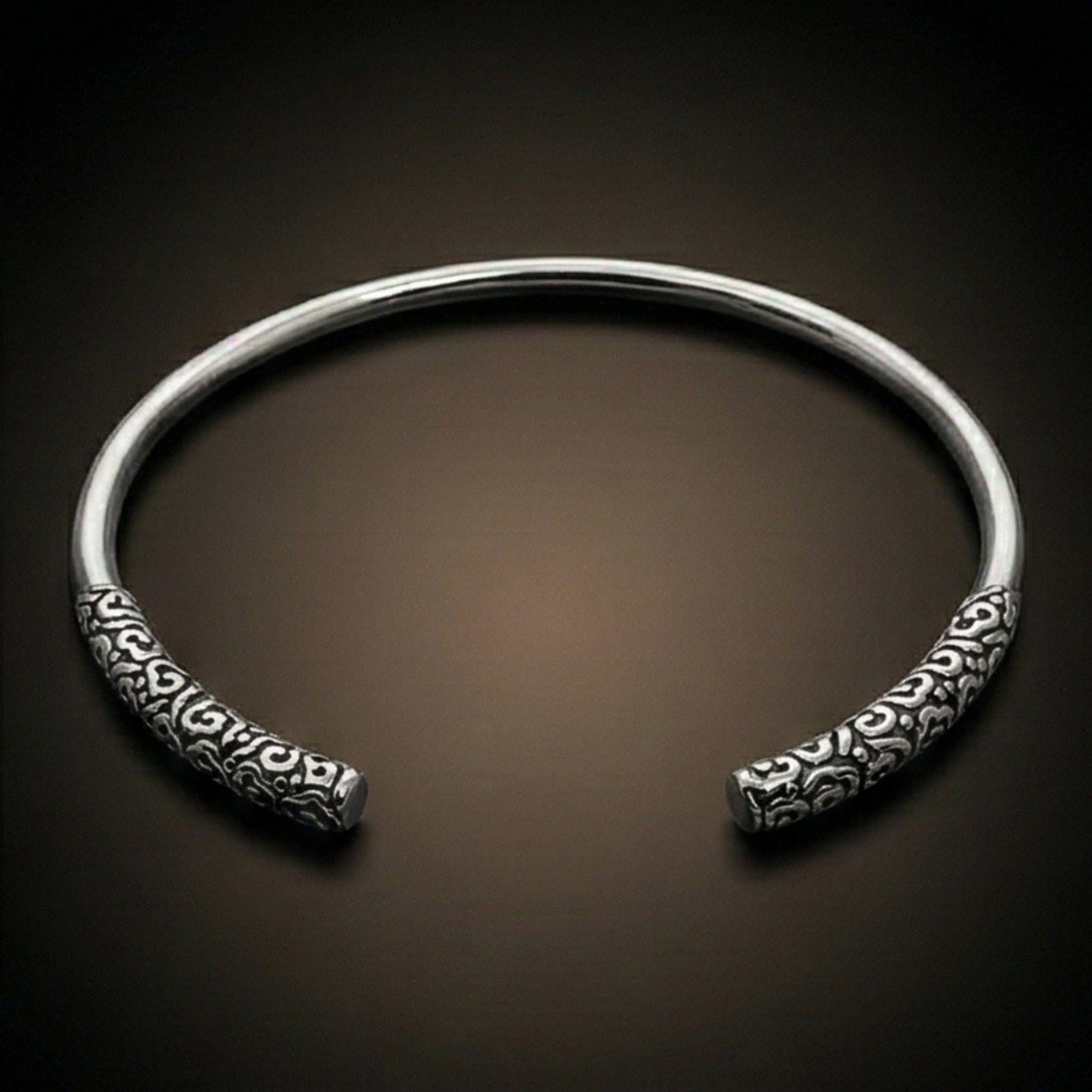 THE MEN THING Steel Bracelets VORTEX ENGRAVED - Pure Stainless Steel Open Bangle Bracelet (Adjustable) for Men & Boys